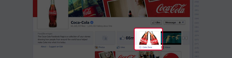 Coca-Cola facebook tab example.
