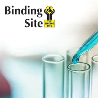 The Binding Site immunologicals case study, showing laboratory test tubes being filled by a pipette