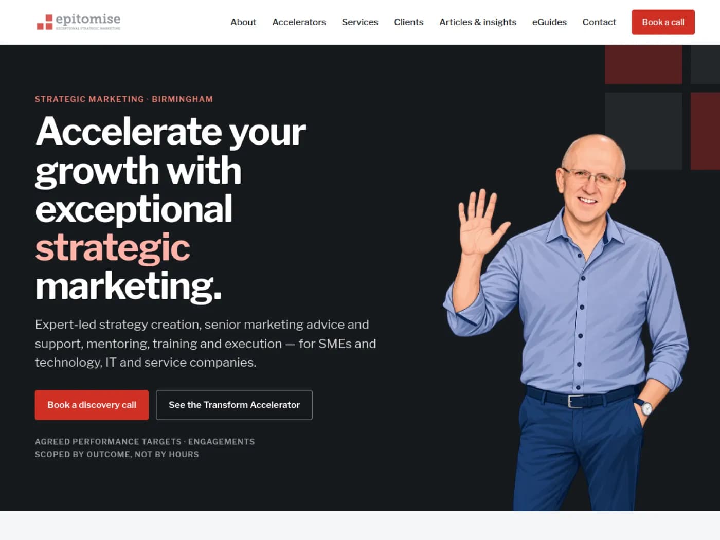 Epitomise strategic marketing website homepage designed and built by Scorchsoft