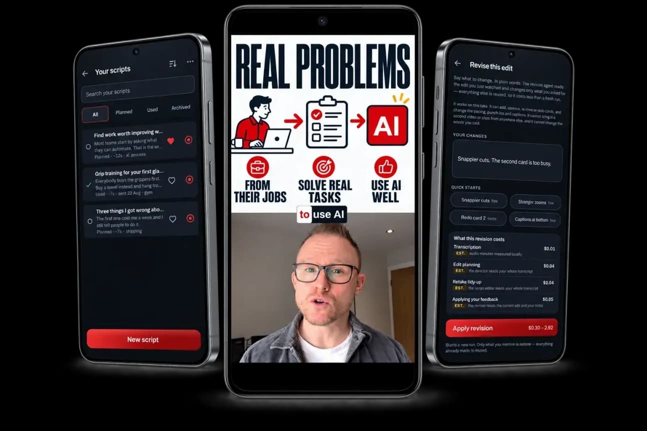SpeakCut AI video editor Android app turning one take into a finished short