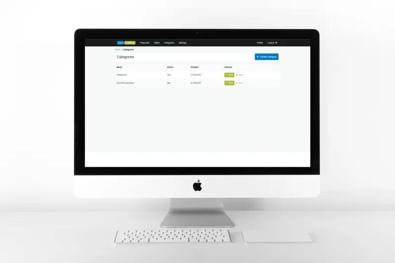 Proposal Categories page Proposal Categories page