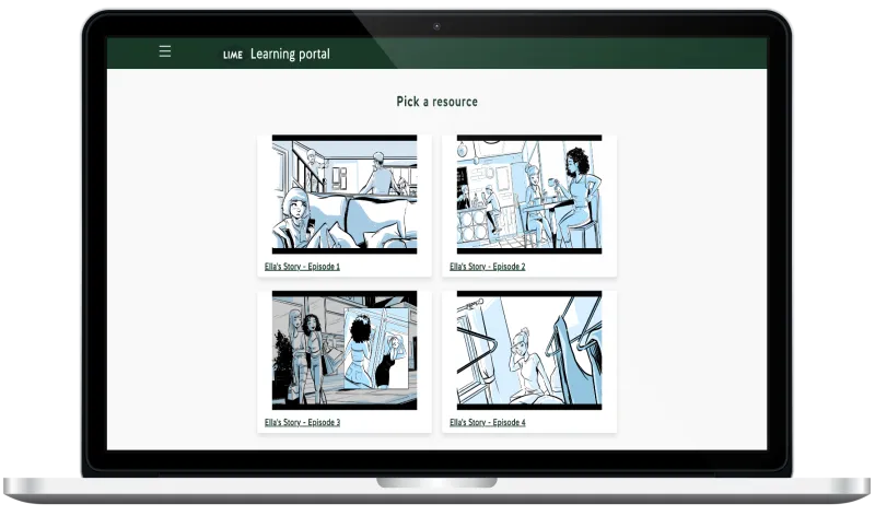 Resources Page with menu options visible Resources Page with menu options visible