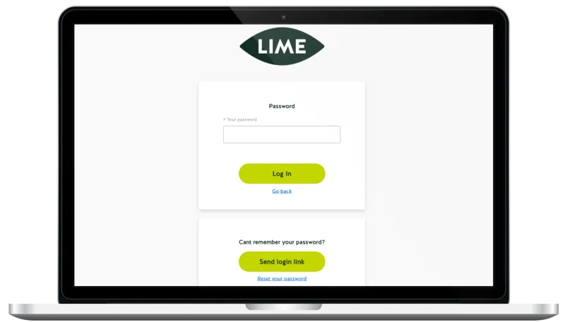 Login screen with send login link button Login screen with send login link button