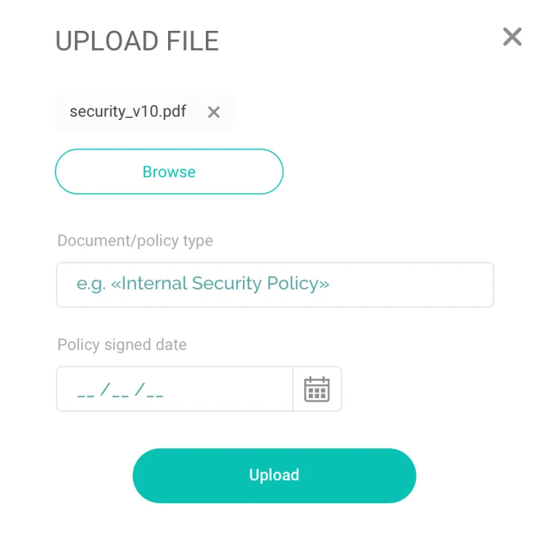 Upload a file with audit history and policy signed date Upload a file with audit history and policy signed date