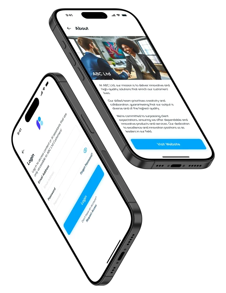 User login and company about screens User login and company about screens