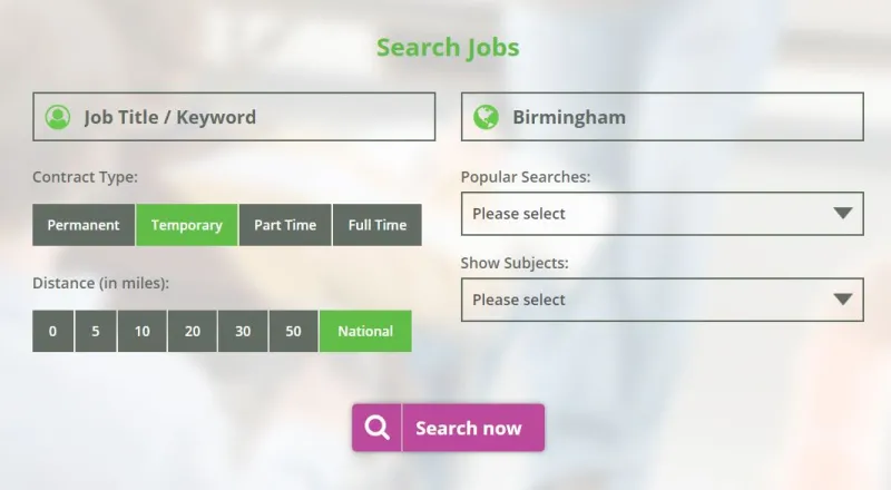 Advanced job search, tablet view Advanced job search, tablet view