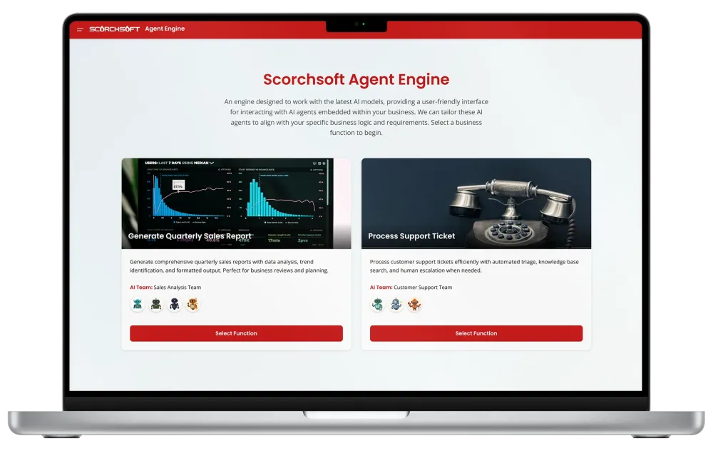 Desktop view showing a macbook pro with different agent operations on screen Desktop view showing a macbook pro with different agent operations on screen