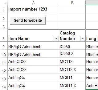 Immunologicals import spreadsheet Immunologicals import spreadsheet