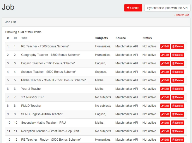 jobs data loaded from the jobs API jobs data loaded from the jobs API
