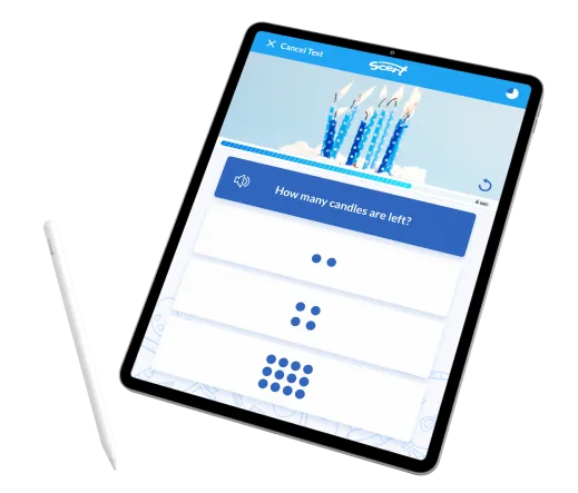 Test screen with question and possible answers Test screen with question and possible answers