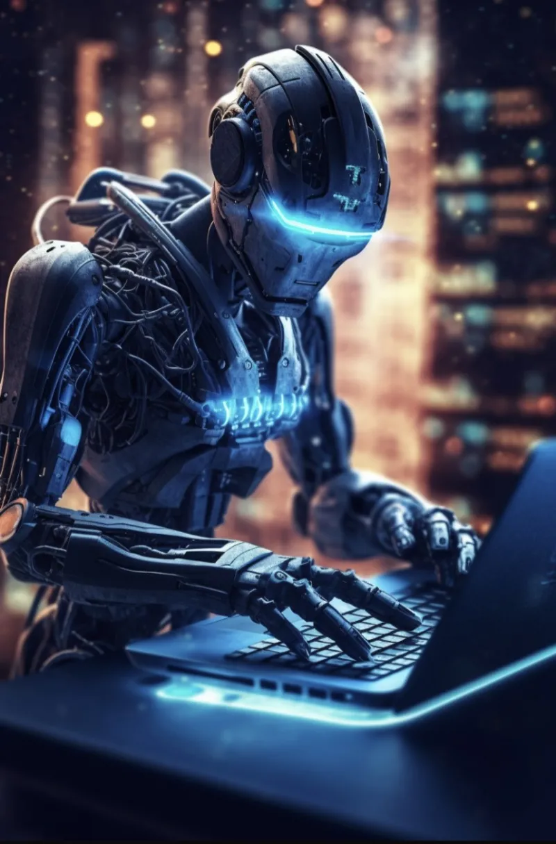 AI robot using a computer AI robot using a computer
