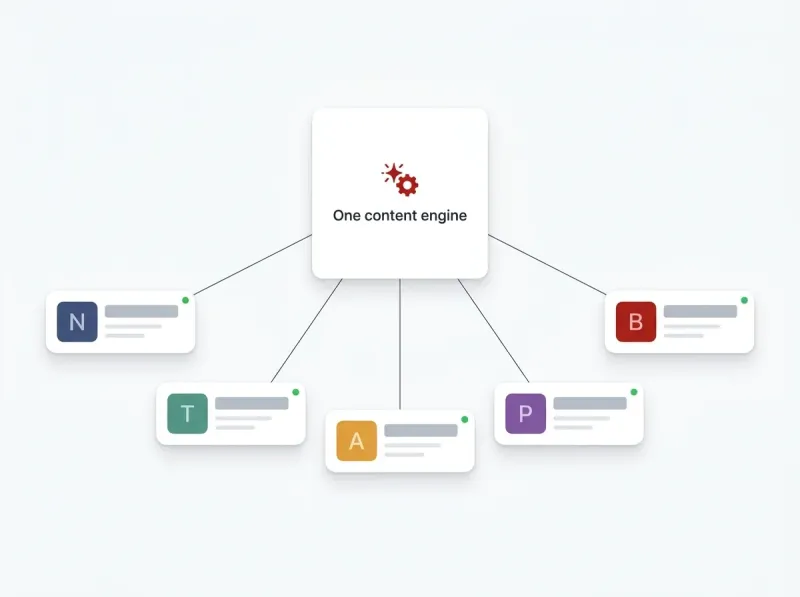 One AI content engine connected out to five separate client brands