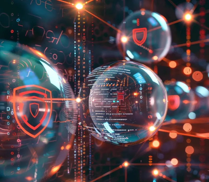 an abstract concept where the central theme is compliance and regulatory assurance in the realm of cybersecurity, without focusing on a command centre or specific action scenes. Picture a balanced composition of symbolic elements that represent different aspects of compliance, such as GDPR and PCI DSS, along with the broader theme of cybersecurity. In this scene, imagine a series of interconnected, translucent spheres, each one encapsulating an icon or symbol related to a specific regulation or standard, floating against a backdrop of digital networks and binary code streams. an abstract concept where the central theme is compliance and regulatory assurance in the realm of cybersecurity, without focusing on a command centre or specific action scenes. Picture a balanced composition of symbolic elements that represent different aspects of compliance, such as GDPR and PCI DSS, along with the broader theme of cybersecurity. In this scene, imagine a series of interconnected, translucent spheres, each one encapsulating an icon or symbol related to a specific regulation or standard, floating against a backdrop of digital networks and binary code streams.