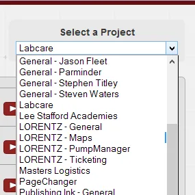 Simple project selection area Simple project selection area