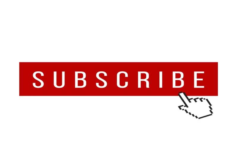 white background with white writing that is titled subscribe on red block