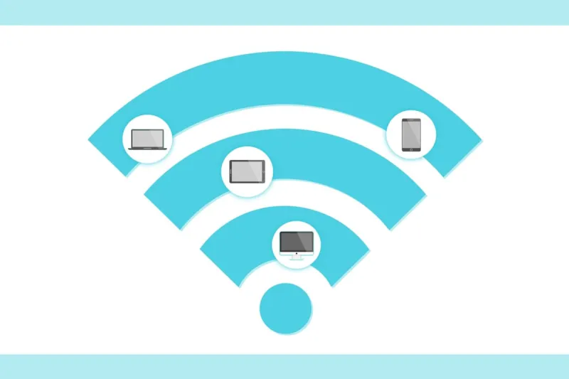 blue wifi icon with devices  blue wifi icon with devices