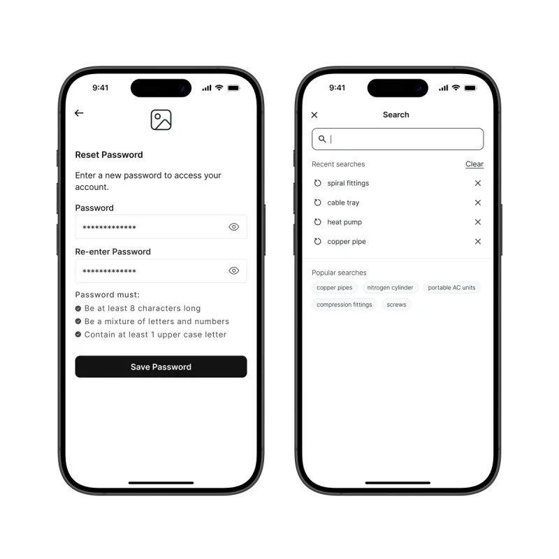 2 iPhones displaying wireframes 2 iPhones displaying wireframes