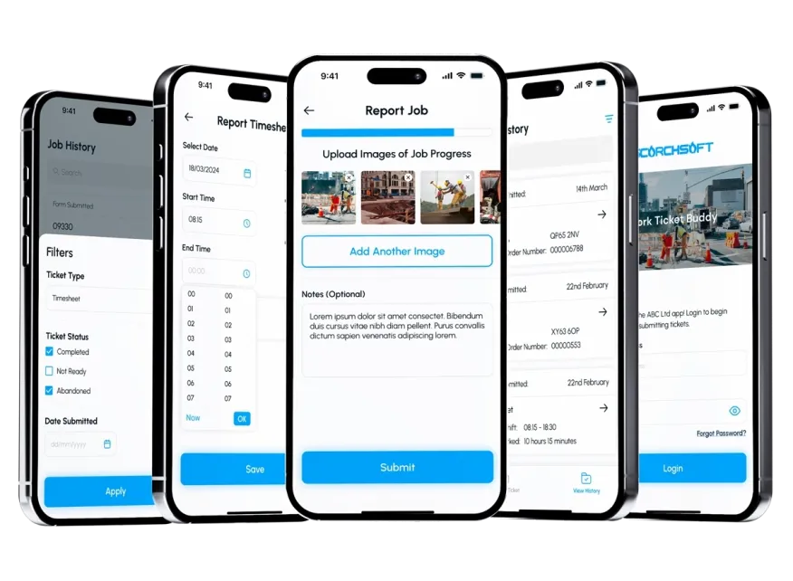 Work ticket app screenshots
