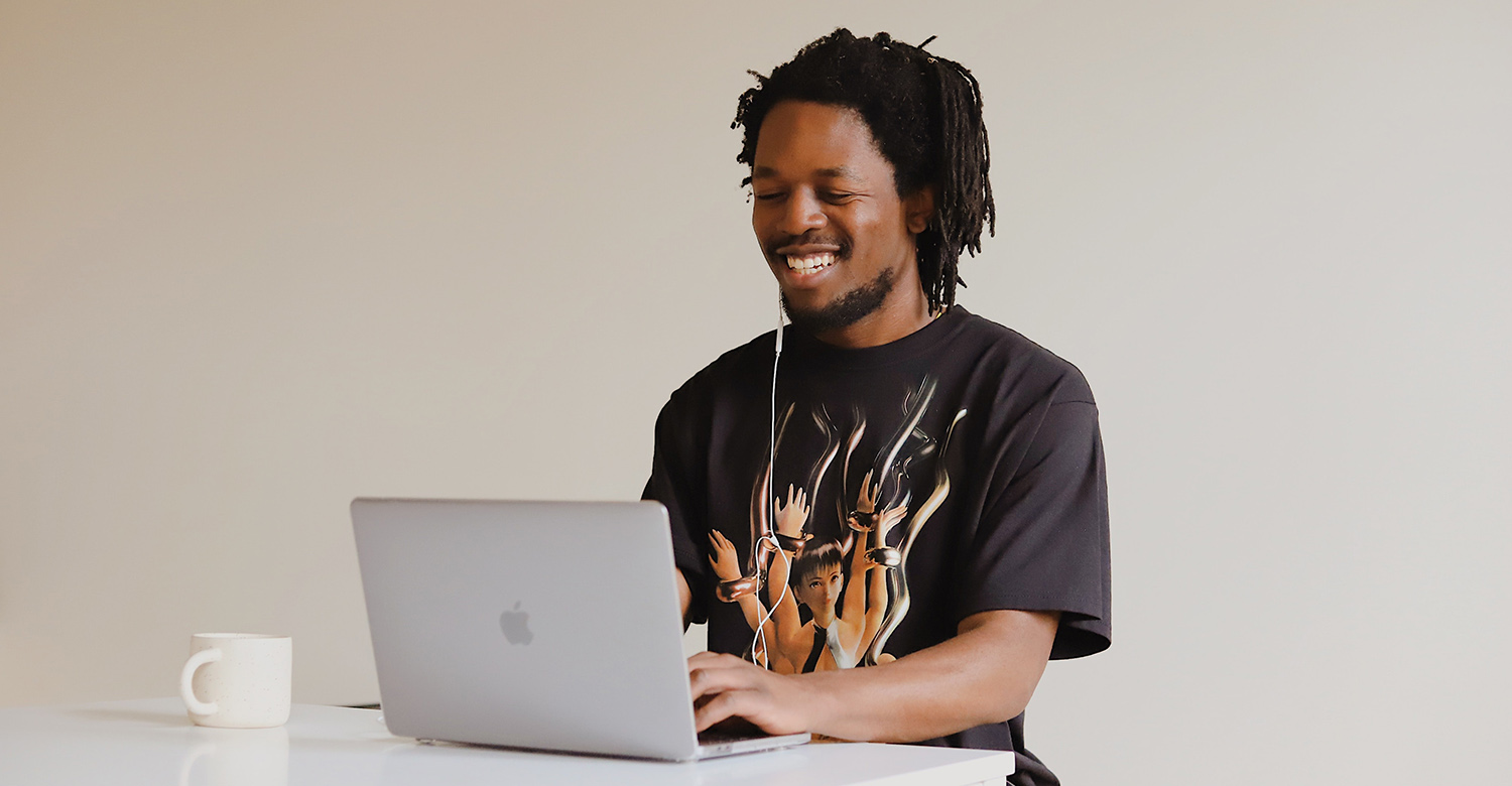 Freelance developer working at a computer