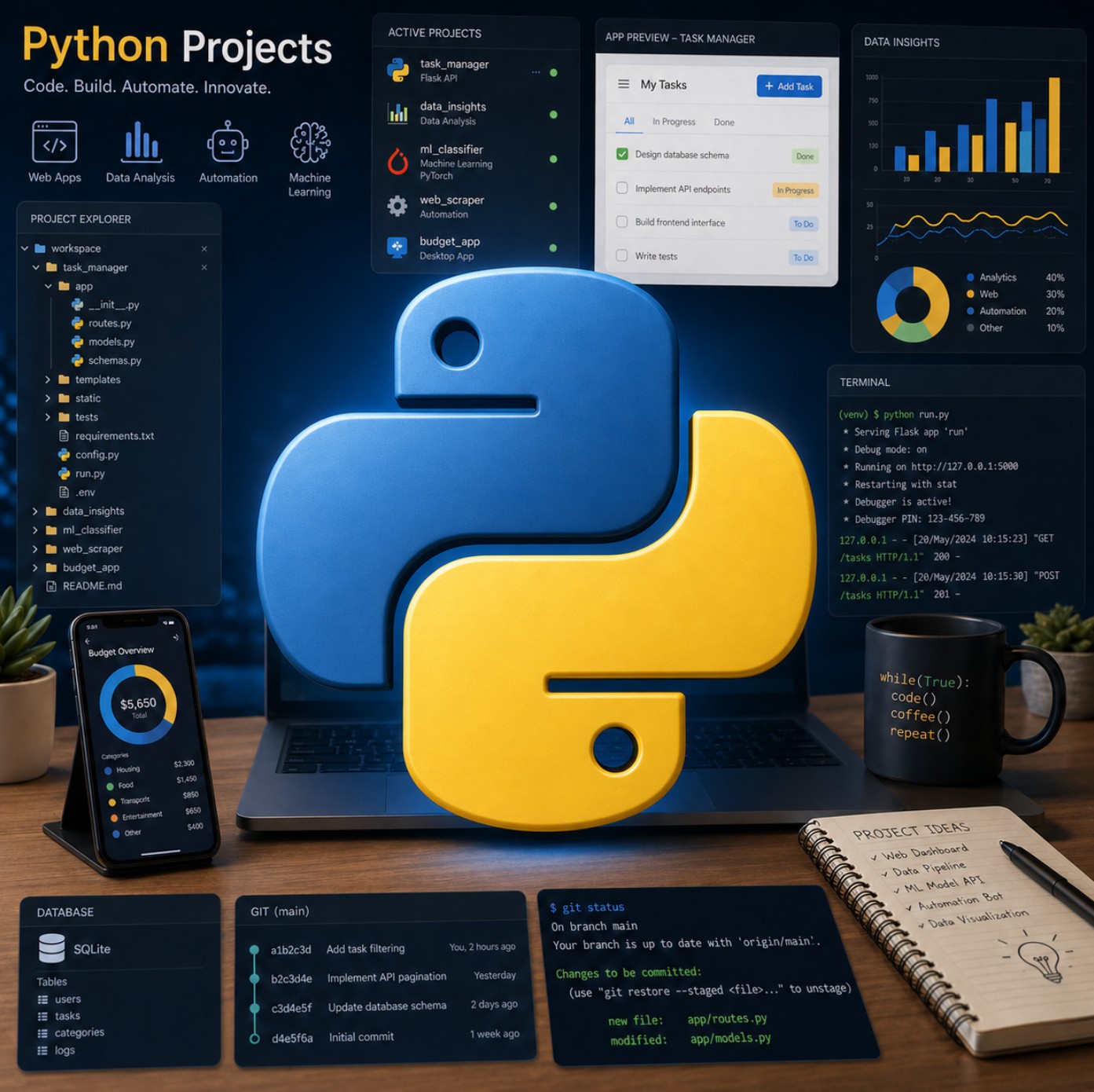 React Native logo on a black background