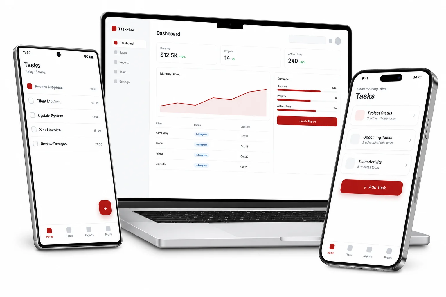 Android, iOS and web app developed across MacBook, iPhone and Android