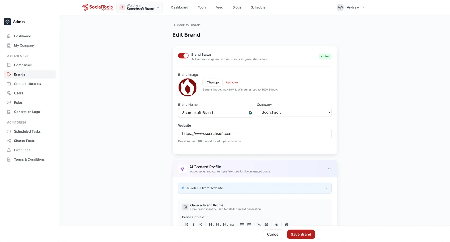 A brand's AI content profile defining its voice, style and rules